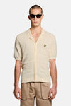 Ecru gilet van LYLE & SCOTT met getextureerd geruit patroon en korte mouwen, achterzijde.