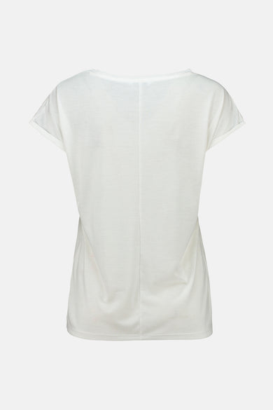 T-shirt blanc à manches courtes de Zabaione, vue de dos avec une couture centrale discrète.