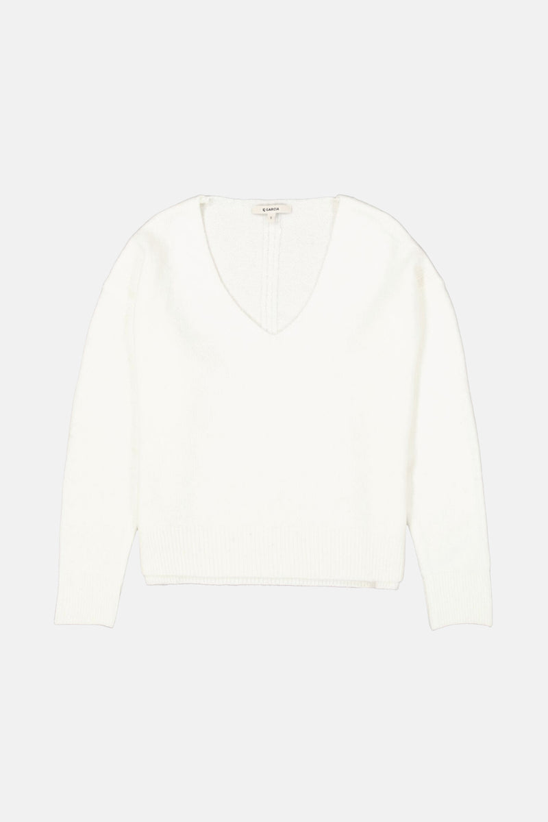 Trui met V-hals wit - GARCIA