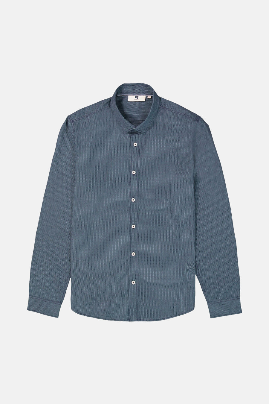 Blauw overhemd met lange mouwen van GARCIA met een subtiel patroon en witte knopen.