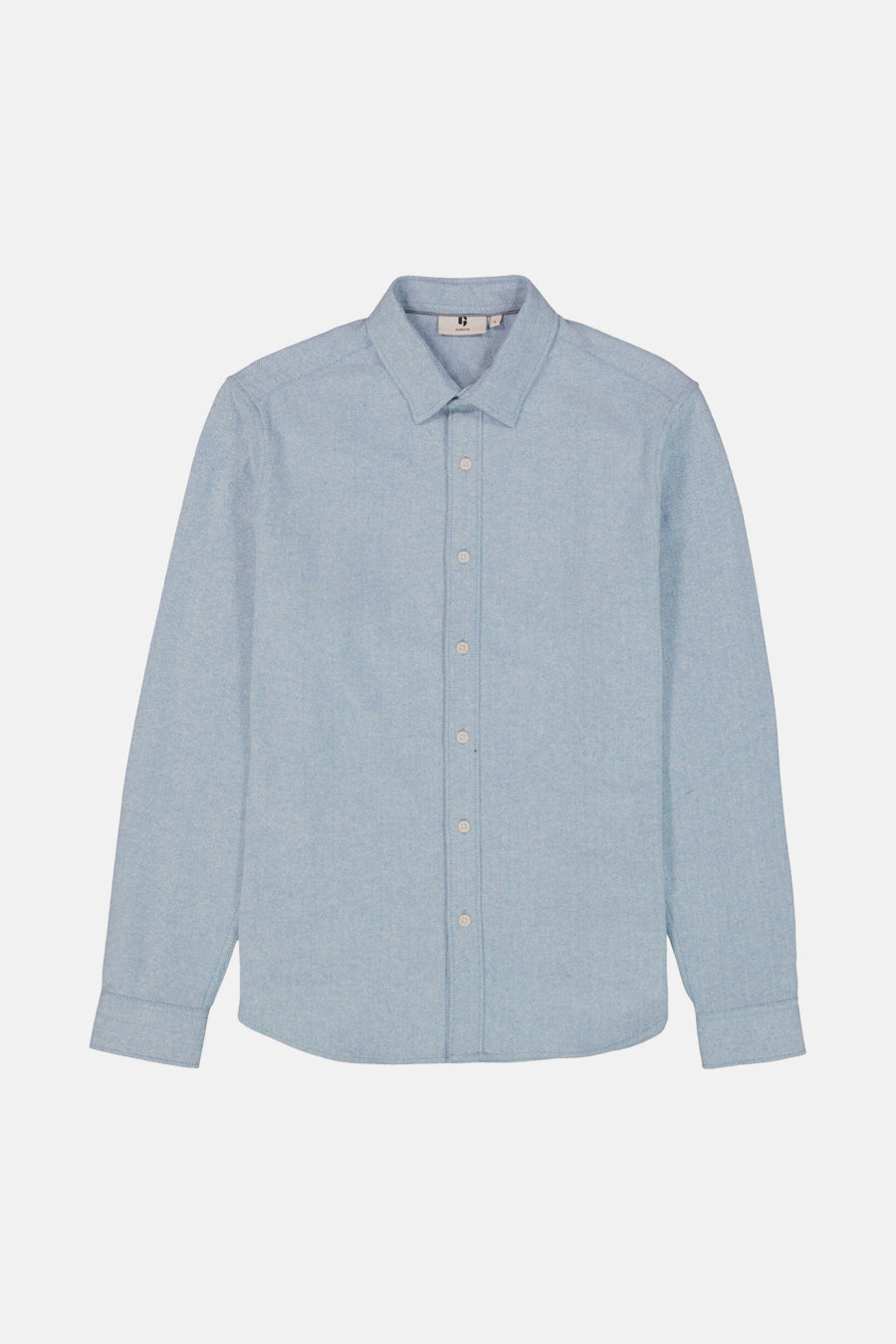 Blauwe blouse met lange mouwen van GARCIA, met een subtiele textuur en een centrale knoopsluiting.