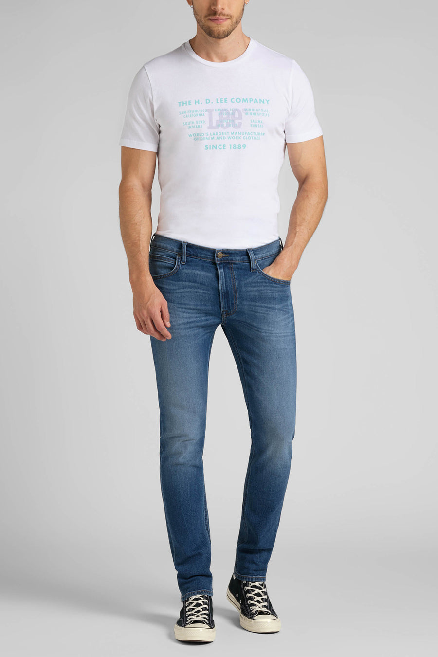 Jeans tapered - MID BLUE DENIM