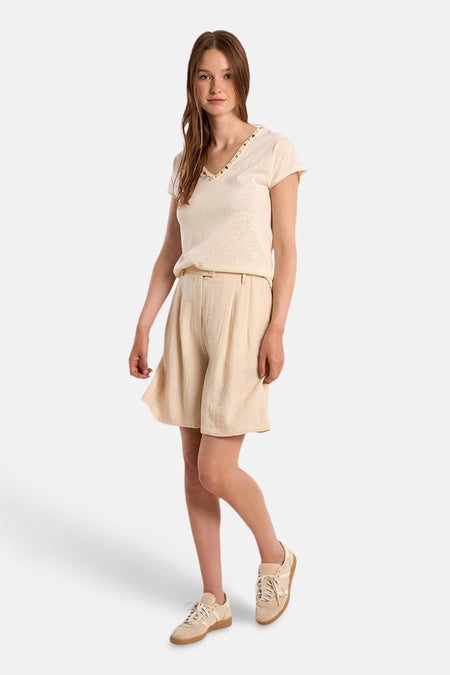 Top uni manches courtes Écru - Molly Bracken