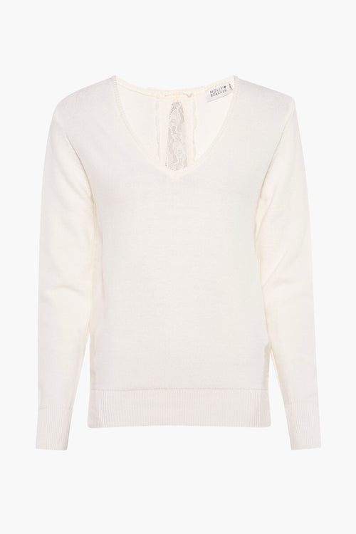 Pull à col en V - blanc