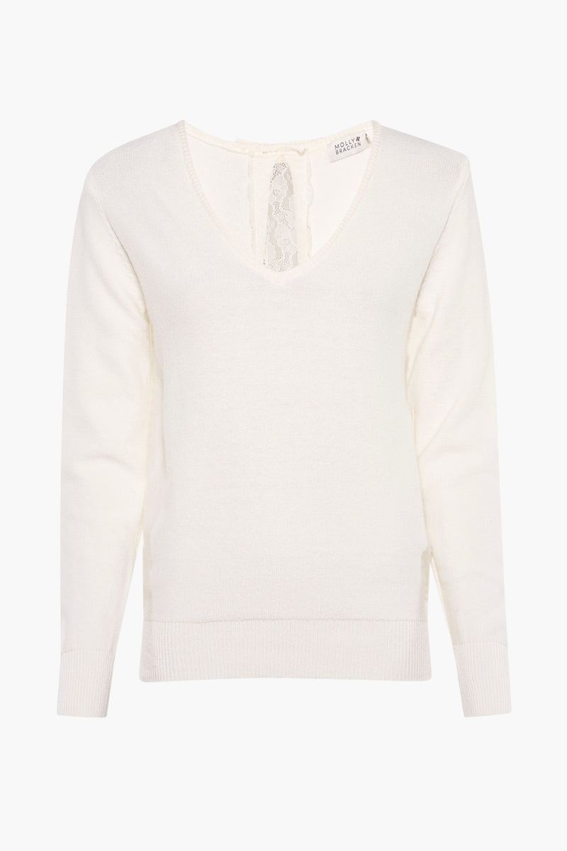 Pull col V Blanc - Molly Bracken