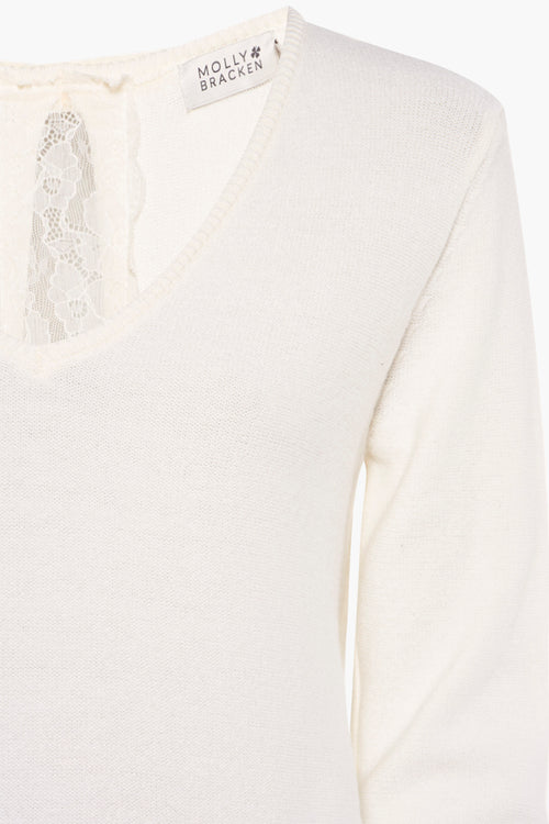 Pull à col en V - blanc