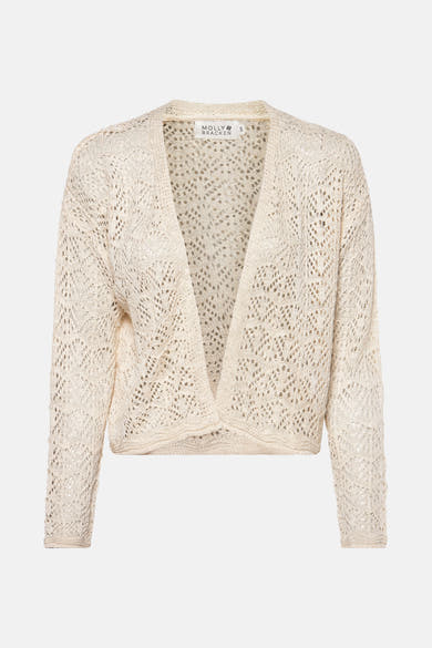 Ecru vest van opengewerkt breisel van Molly Bracken, met een delicate textuur en een casual stijl.