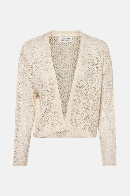 Ecru vest van opengewerkt breisel van Molly Bracken, met een delicate textuur en een casual stijl.