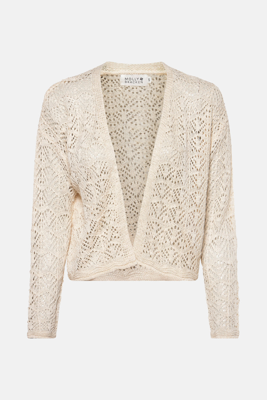 Ecru vest van opengewerkt breisel van Molly Bracken, met een delicate textuur en een casual stijl.
