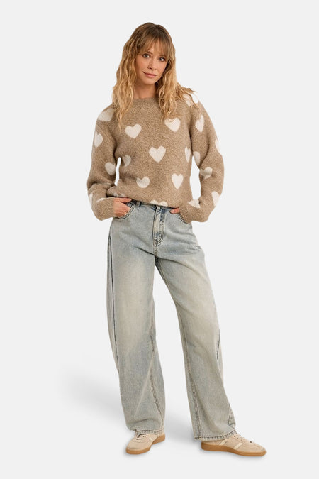 Pull O-hals - beige