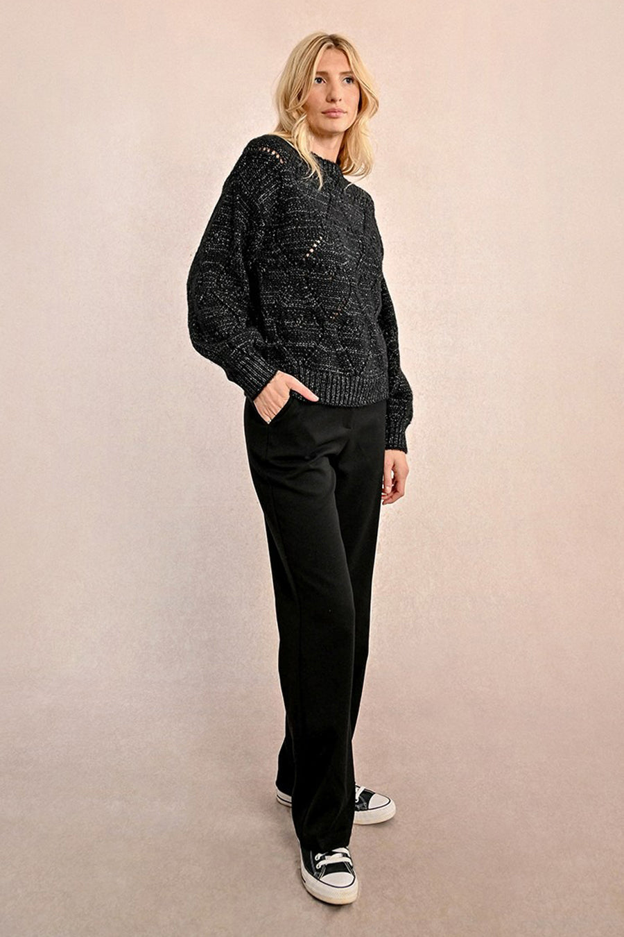 Pull col rond Noir - Molly Bracken