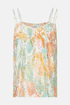 Multikleuren hemdje van Molly Bracken, met een gouden abstract patroon en dunne bandjes.