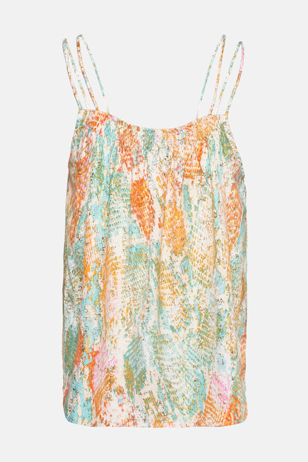 Molly Bracken meerkleurig mouwloos topje met slangenprint en dunne bandjes.