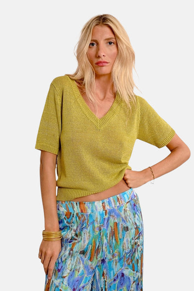 Pull met V-hals - green
