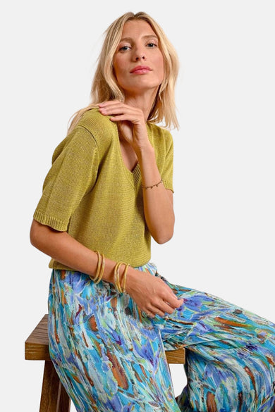 Pull met V-hals - green