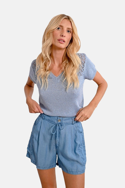 Trui met V-hals Blauw - Molly Bracken