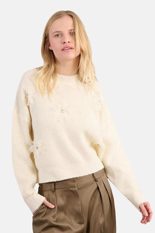 Pull met ronde hals - ecru