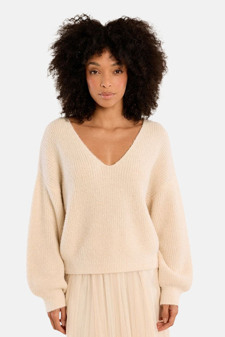 Pull V-hals - ecru