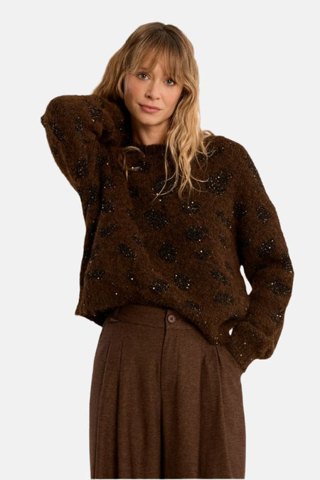 Pull col rond brun - Molly Bracken