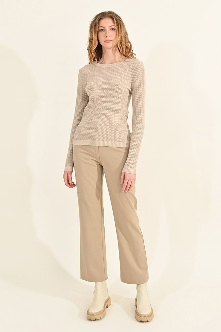 Pull col rond Beige - Molly Bracken