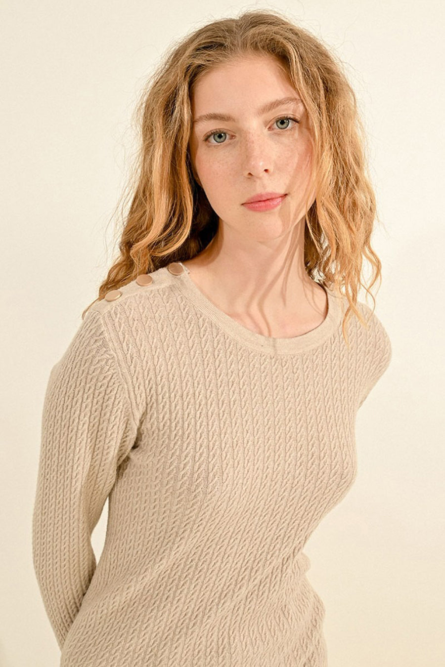 Pull col rond Beige - Molly Bracken