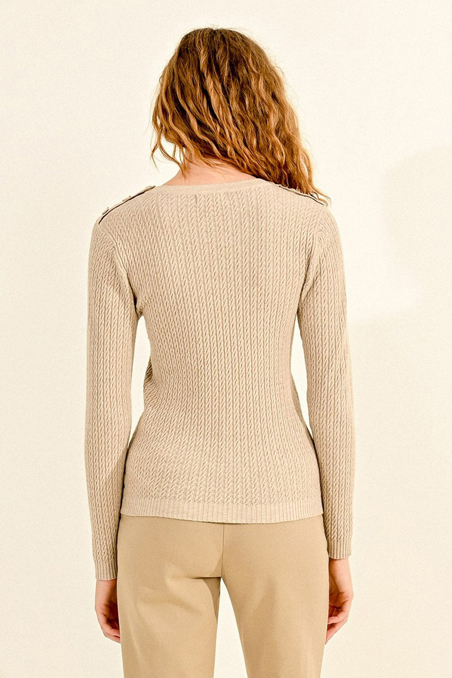 Pull col rond Beige - Molly Bracken