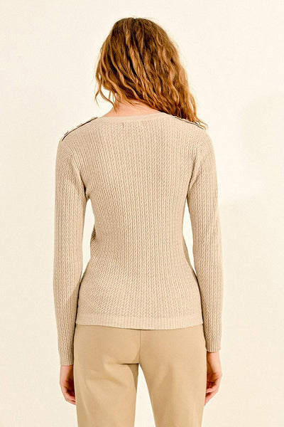 Pull col rond Beige - Molly Bracken