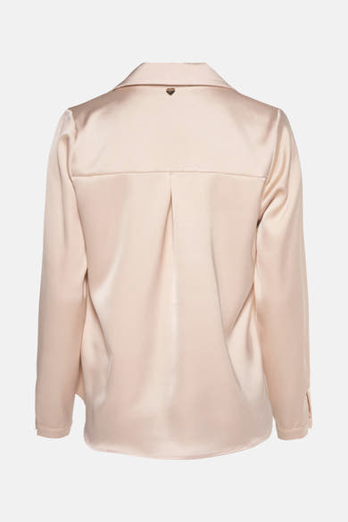Blouse beige à manches longues de AMELIE ET AMELIE, vue de dos, avec pli creux.