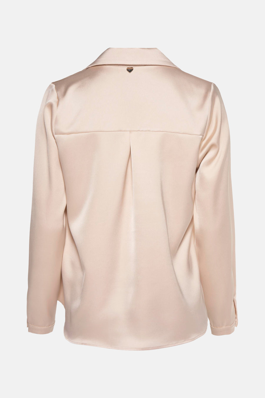 Blouse beige à manches longues de AMELIE ET AMELIE, vue de dos, avec pli creux.
