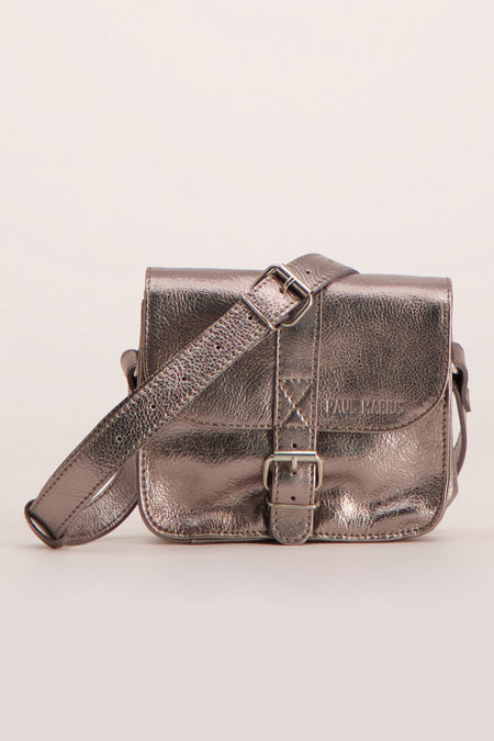 Sac à bandoulière en cuir multicolore de Paul Marius avec une boucle en métal et une bandoulière réglable.
