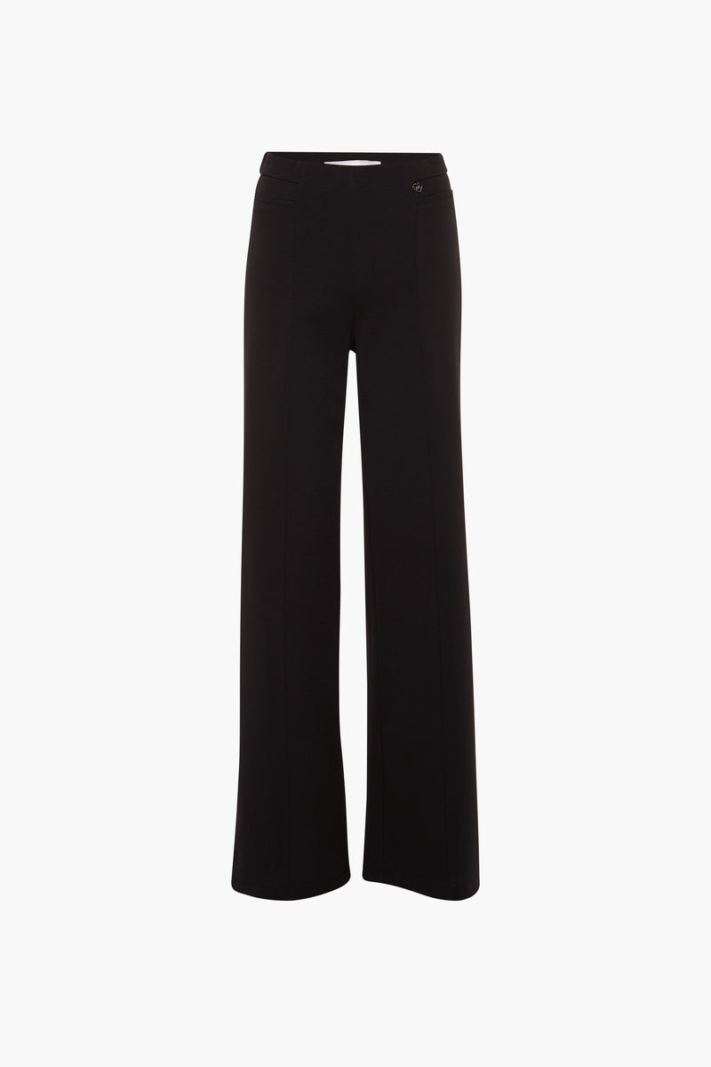 Zwarte broek van AMELIE ET AMELIE, uitgestrekte pasvorm met details aan de zijpockets.