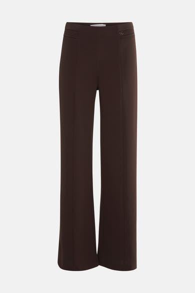 Bruine broek AMELIE ET AMELIE met een rechte pas, gekantelde poches en een discreet metalen detail.