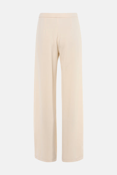 Beige wijde broek van AMELIE ET AMELIE, rechte pasvorm, achterzicht.