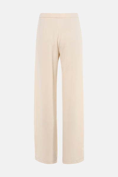 Beige wijde broek van AMELIE ET AMELIE, rechte pasvorm, achterzicht.