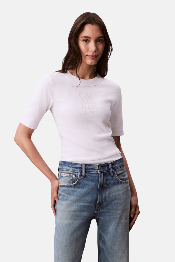 Top uni manches courtes Blanc - Calvin Klein