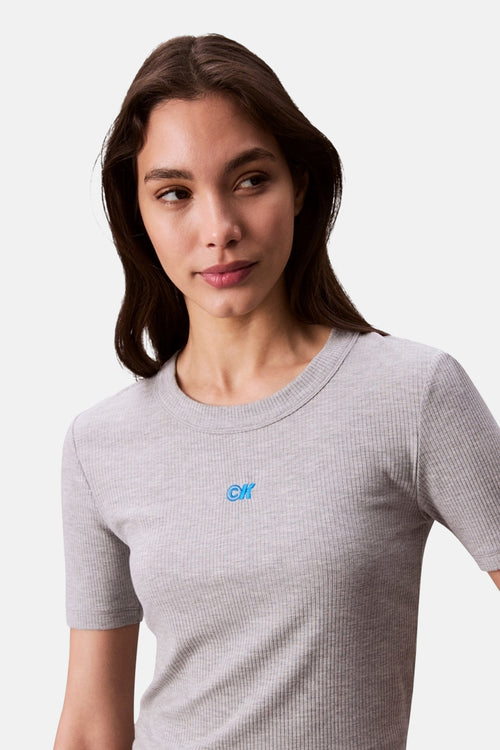Top uni manches courtes Gris - Calvin Klein