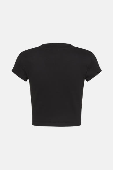 Zwart T-shirt met korte mouwen van Calvin Klein, met een geribbelde textuur.
