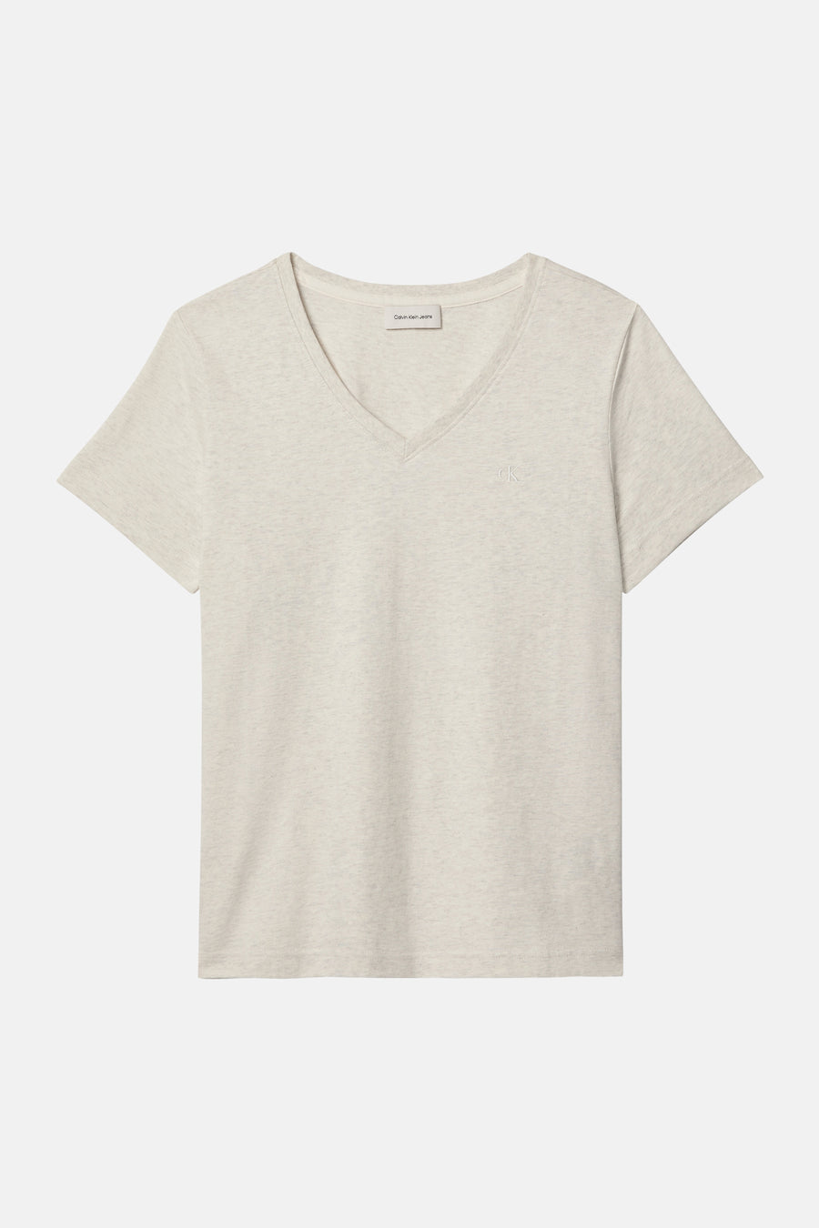 Beige T-shirt met korte mouwen van Calvin Klein Jeans, met discreet logo op de voorkant.