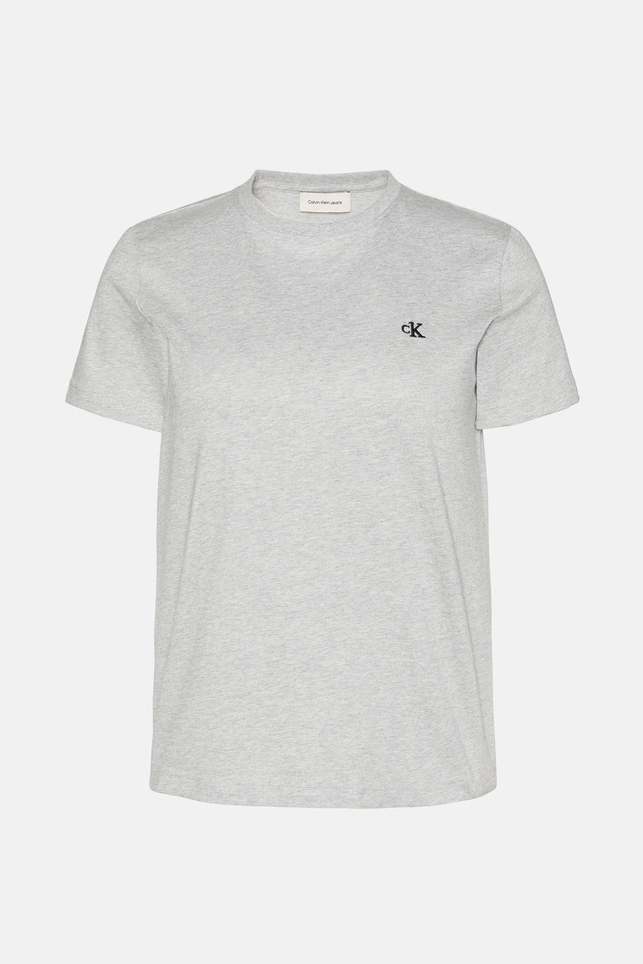 Grijs T-shirt met korte mouwen van Calvin Klein Jeans met geborduurd logo op de borst.