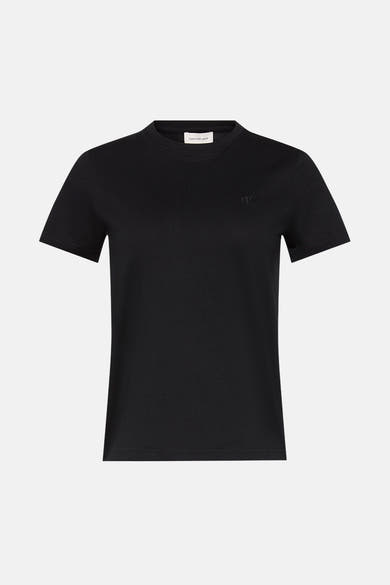 Zwart T-shirt met korte mouwen van Calvin Klein, met discreet logo op de borst.