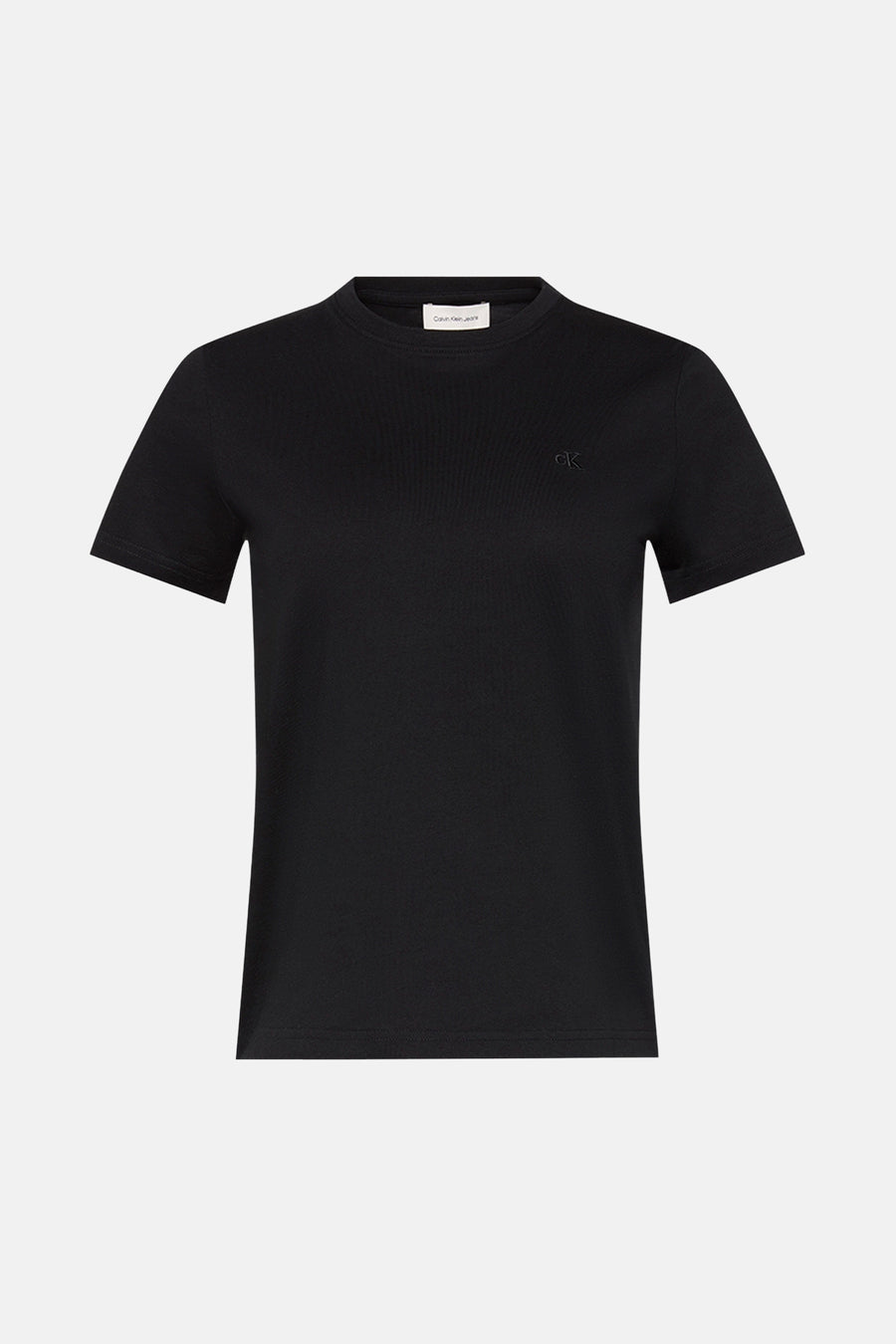 Zwart T-shirt met korte mouwen van Calvin Klein, met discreet logo op de borst.