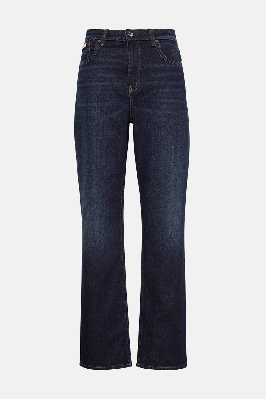 Rechte donkerblauwe spijkerbroek van Calvin Klein, klassieke rechte pasvorm.