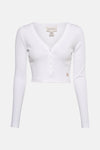 Wit T-shirt met lange mouwen van Calvin Klein, in ribgebreid materiaal, achterzijde.