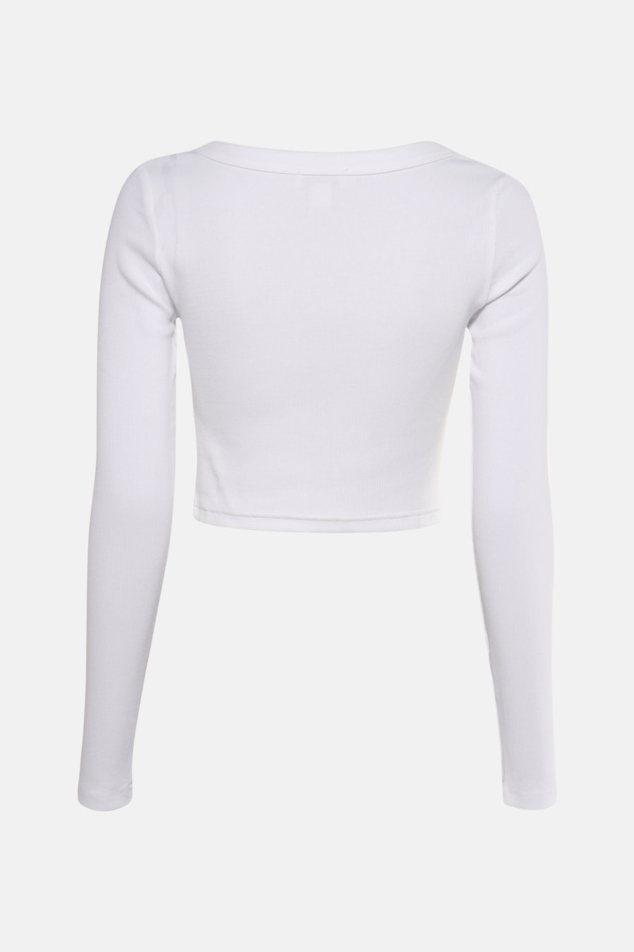 T-shirt blanc à manches longues de Calvin Klein, en maille côtelée, vue de dos.
