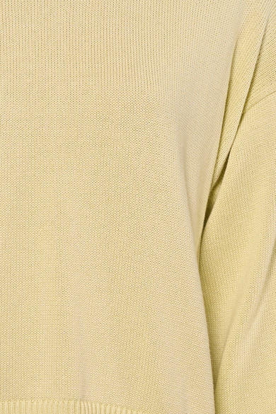 Gele rondehals trui van Calvin Klein, in een getextureerde breisel, kledingdetails.