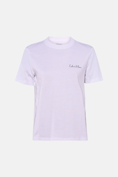 T-shirt uni blanc à manches courtes de Calvin Klein, avec logo signature brodé.