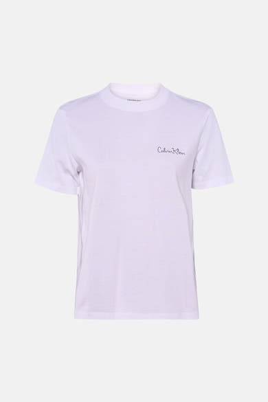 Effenchemise Calvin Klein wit met korte mouwen en geborduurd logo.
