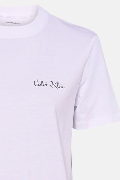 Wit T-shirt met korte mouwen van Calvin Klein, met het merklogo in cursief.