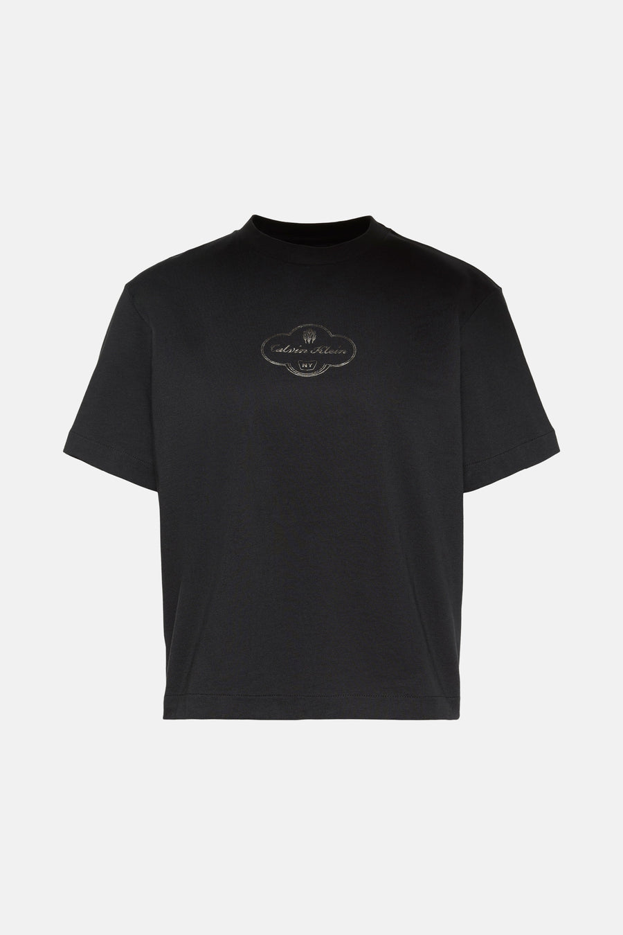Zwart T-shirt met korte mouwen van Calvin Klein, met opdruk van het logo op de voorkant.