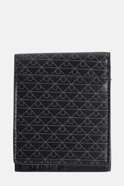Portefeuille noir by Calvin Klein avec motif graphique subtil.
